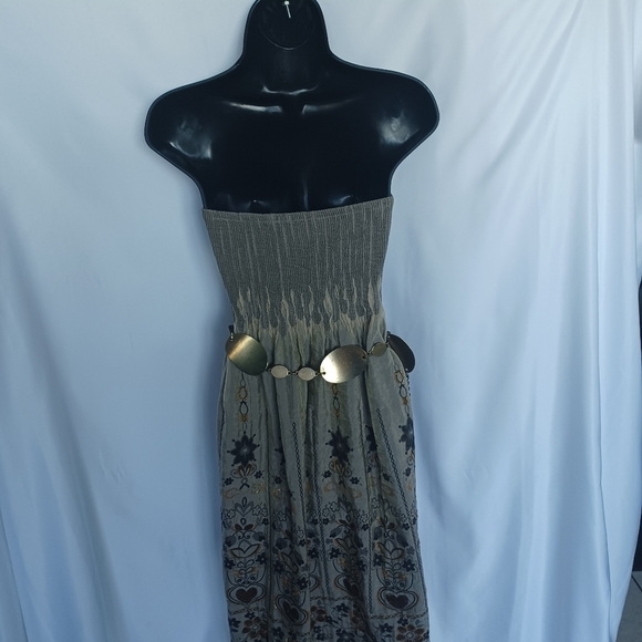 Festival Vibes Bohemian, 4 Pc Outfit W/Brown Dress, Jean Vest, Belt & Floppy Hat main image 9